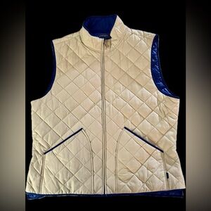 Crown & Ivy Quilted Vest Men’s XL Beige Blue Trim Full Zip Lightweight (NWOT)